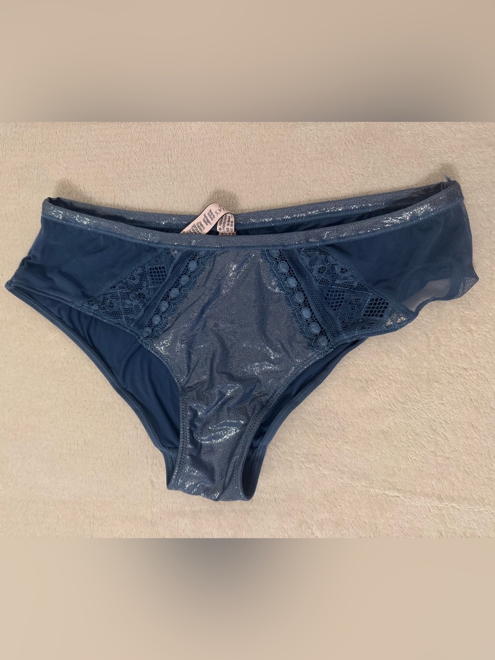 Victoria's Secret Blue Hiphugger Panties SIZE SMALL SEXY GLITTER SPARKLE NEW
